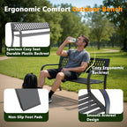 WASUHE 50" Outdoor Patio Bench for 2 Person - Heavy Duty Metal Frame, Weatherproof Garden Park Bench with Armrests, Easy 10-Min Assembly, Perfect for Front Porch Yard Deck