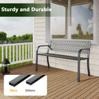 WASUHE 50" Outdoor Patio Bench for 2 Person - Heavy Duty Metal Frame, Weatherproof Garden Park Bench with Armrests, Easy 10-Min Assembly, Perfect for Front Porch Yard Deck