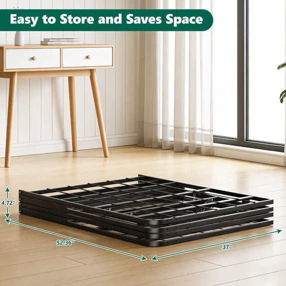 HaiNova Twin Bed Frame Folding Metal Platform Bed Frame with Heavy Duty and Strong Bearing Capacity, 14 Inches High, Black