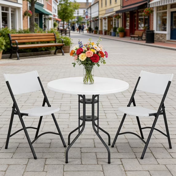 HaiNova 4 Pack Black Blow-Molded Folding Chairs, Portable Chair for Adults, 600lbs Capacity Metal Frame, Comfortable Seat for Party, Banquet