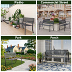 WASUHE 50" Outdoor Patio Bench for 2 Person - Heavy Duty Metal Frame, Weatherproof Garden Park Bench with Armrests, Easy 10-Min Assembly, Perfect for Front Porch Yard Deck