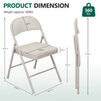 HaiNova Fabric Folding Chair 4 Pack, with Fabric Padded Cushion & Back, Metal Frame, Easy to Use and Store for Home, Office, Party, Black