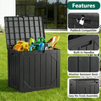 WASUHE 30 Gallon Resin Deck Box Waterproof Small Outdoor Storage Box for Patio Furniture Pool Accessories Indoor Storage for Cushion Garden Tools, UV Resistant, Lockable, Black