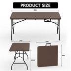 HaiNova 5ft Folding Table, Portable Heavy Duty Picnic Table with Portable Handle, Durable, Suitable for Dinner, Wedding, Camping, Black.