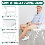 HaiNova 6 Pack Folding Chairs with Comfortable Cushion, Leather Padded Cushion Chair with Stainless Steel Frame for Home and Office, Gatherings, Black
