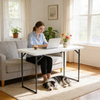 WASUHE Folding Table 4 FT Lightweight Table, Plastic Rectangular Indoor Outdoor Table Iron Legs Fold-in-Half, Easy to Store, Perfect for Party, Camping, Dining, Wedding, Events