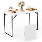WASUHE Folding Table 4 FT Lightweight Table, Plastic Rectangular Indoor Outdoor Table Iron Legs Fold-in-Half, Easy to Store, Perfect for Party, Camping, Dining, Wedding, Events