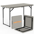 4ft Folding Table - Heavy Duty Fold-in-Half Plastic Table, Portable Utility Tables with Adjustable Height Steel Legs for Events, Camping, Indoor & Outdoor Use (White)