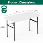 WASUHE 4 FT White Plastic Folding Table, Portable Long Foldable Table for Indoor/Outdoor Events, Picnics, Camping, Parties & Trade Shows