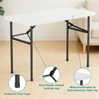 WASUHE 4 FT White Plastic Folding Table, Portable Long Foldable Table for Indoor/Outdoor Events, Picnics, Camping, Parties & Trade Shows