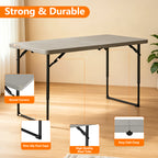 4ft Folding Table - Heavy Duty Fold-in-Half Plastic Table, Portable Utility Tables with Adjustable Height Steel Legs for Events, Camping, Indoor & Outdoor Use (White)