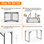 4ft Folding Table - Heavy Duty Fold-in-Half Plastic Table, Portable Utility Tables with Adjustable Height Steel Legs for Events, Camping, Indoor & Outdoor Use (White)