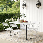 WASUHE Folding Table 4 FT Lightweight Table, Plastic Rectangular Indoor Outdoor Table Iron Legs Fold-in-Half, Easy to Store, Perfect for Party, Camping, Dining, Wedding, Events