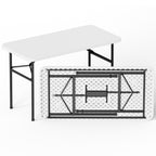 WASUHE 4 FT White Plastic Folding Table, Portable Long Foldable Table for Indoor/Outdoor Events, Picnics, Camping, Parties & Trade Shows