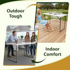 WASUHE Folding Table 4 FT Lightweight Table, Plastic Rectangular Indoor Outdoor Table Iron Legs Fold-in-Half, Easy to Store, Perfect for Party, Camping, Dining, Wedding, Events