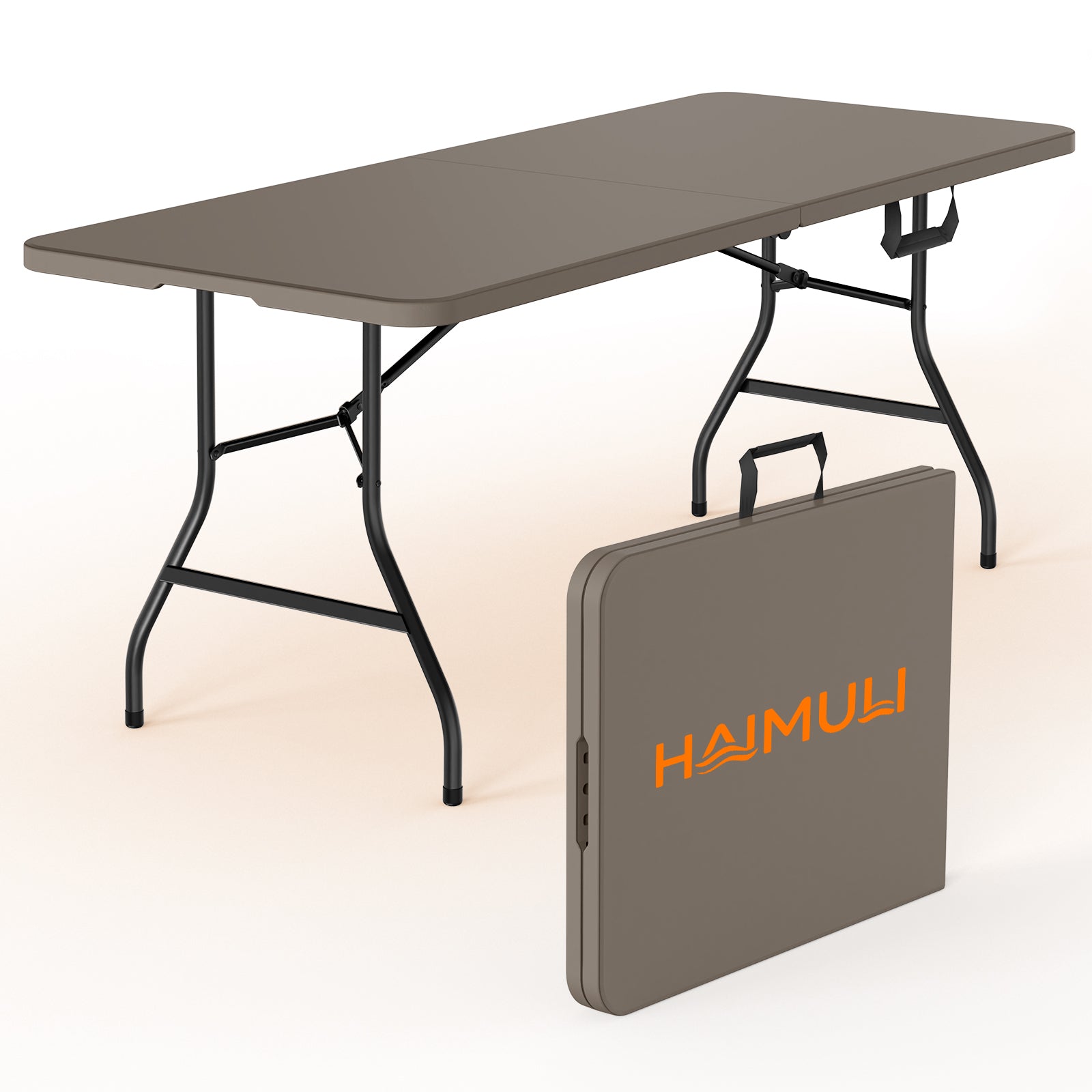 6ft Folding Table - Heavy Duty Fold-in-Half Plastic Table, Portable Utility Tables with Steel Legs for Events, Camping, Indoor & Outdoor Use (White)