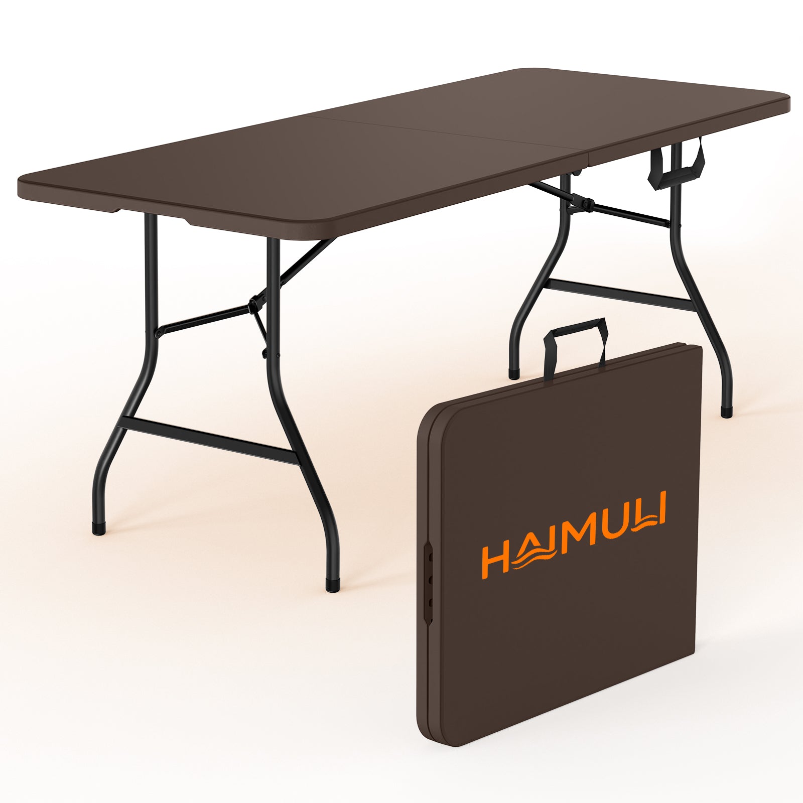 6ft Folding Table - Heavy Duty Fold-in-Half Plastic Table, Portable Utility Tables with Steel Legs for Events, Camping, Indoor & Outdoor Use (White)