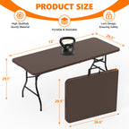 6ft Folding Table - Heavy Duty Fold-in-Half Plastic Table, Portable Utility Tables with Steel Legs for Events, Camping, Indoor & Outdoor Use (White)