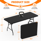 6ft Folding Table - Heavy Duty Fold-in-Half Plastic Table, Portable Utility Tables with Steel Legs for Events, Camping, Indoor & Outdoor Use (White)