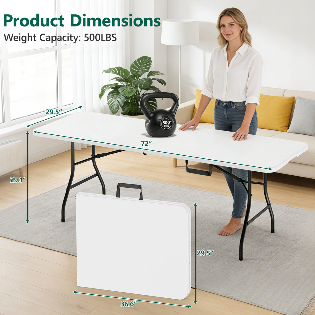 WASUHE 6FT Portable Folding Table, Outdoor Dining Table Mesas Para Fiestas Portable Folding Square Card Table