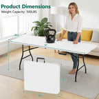 WASUHE 6FT Portable Folding Table, Outdoor Dining Table Mesas Para Fiestas Portable Folding Square Card Table