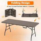 6ft Folding Table - Heavy Duty Fold-in-Half Plastic Table, Portable Utility Tables with Steel Legs for Events, Camping, Indoor & Outdoor Use (White)