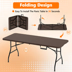 6ft Folding Table - Heavy Duty Fold-in-Half Plastic Table, Portable Utility Tables with Steel Legs for Events, Camping, Indoor & Outdoor Use (White)