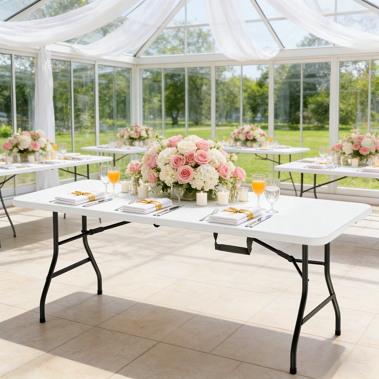 WASUHE 6FT Portable Folding Table, Outdoor Dining Table Mesas Para Fiestas Portable Folding Square Card Table