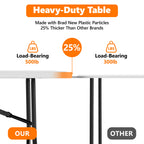 6ft Folding Table - Heavy Duty Fold-in-Half Plastic Table, Portable Utility Tables with Steel Legs for Events, Camping, Indoor & Outdoor Use (White)