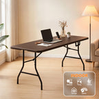 6ft Folding Table - Heavy Duty Fold-in-Half Plastic Table, Portable Utility Tables with Steel Legs for Events, Camping, Indoor & Outdoor Use (White)