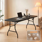 6ft Folding Table - Heavy Duty Fold-in-Half Plastic Table, Portable Utility Tables with Steel Legs for Events, Camping, Indoor & Outdoor Use (White)