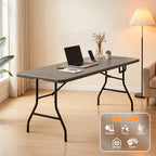 6ft Folding Table - Heavy Duty Fold-in-Half Plastic Table, Portable Utility Tables with Steel Legs for Events, Camping, Indoor & Outdoor Use (White)