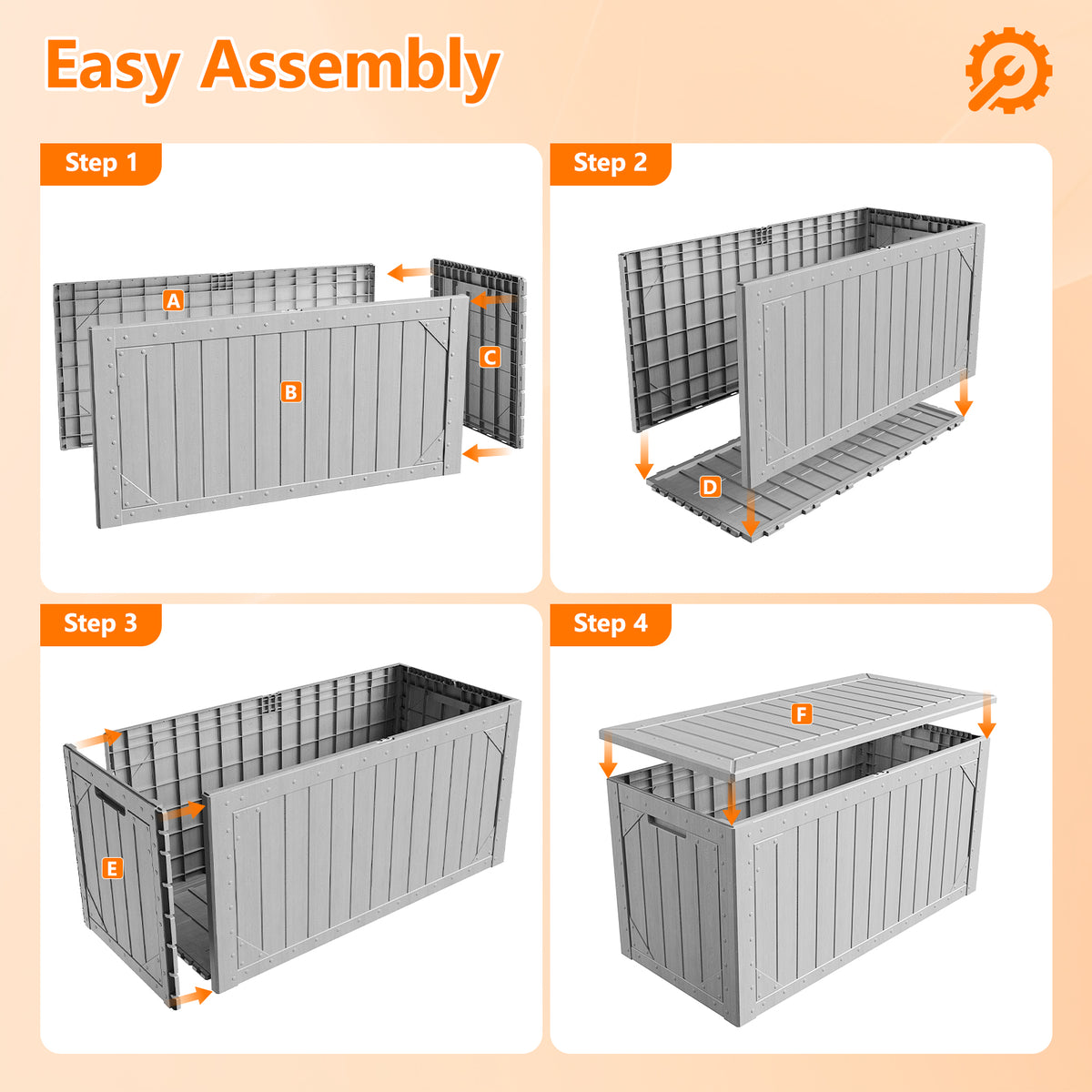 HAIMULI Outdoor Storage Box Waterproof, 100 Gallon Lockable Resin Large Deck Box, Patio Storage Bin for Pool Accessories Cushion Furniture, Garden Tools, UV-Resistant Outside Delivery