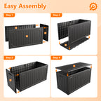 HAIMULI Outdoor Storage Box Waterproof, 100 Gallon Lockable Resin Large Deck Box, Patio Storage Bin for Pool Accessories Cushion Furniture, Garden Tools, UV-Resistant Outside Delivery