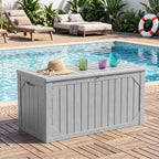 HAIMULI Outdoor Storage Box Waterproof, 100 Gallon Lockable Resin Large Deck Box, Patio Storage Bin for Pool Accessories Cushion Furniture, Garden Tools, UV-Resistant Outside Delivery