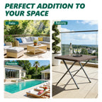 WASUHE Folding Table, Square Card Table with Rustproof Steel Frame, Foldable Coffee Table for Patio, Outdoor, Indoor, Small Space, No Assembly