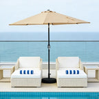 WLLJOY 9FT Outdoor Patio Umbrella Table Market Umbrella with Push Button Tilt/Crank, UV Protection Waterproof Suitable for Garden, Deck, Khaki