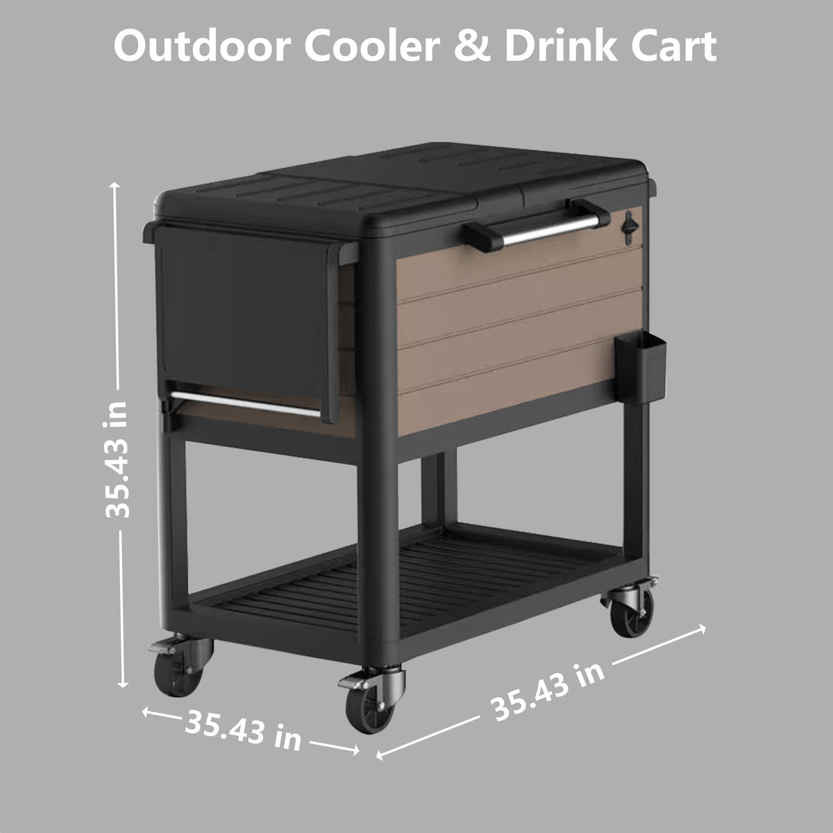 HAIMULI 100 Quart Rolling Cooler Cart with Bottle Opener Drainage, Portable Patio Cooler Rolling on Wheels, Outdoor Rolling Beverage Cart Drink Cooler for Patio Pool Deck Party BBQ Cookouts
