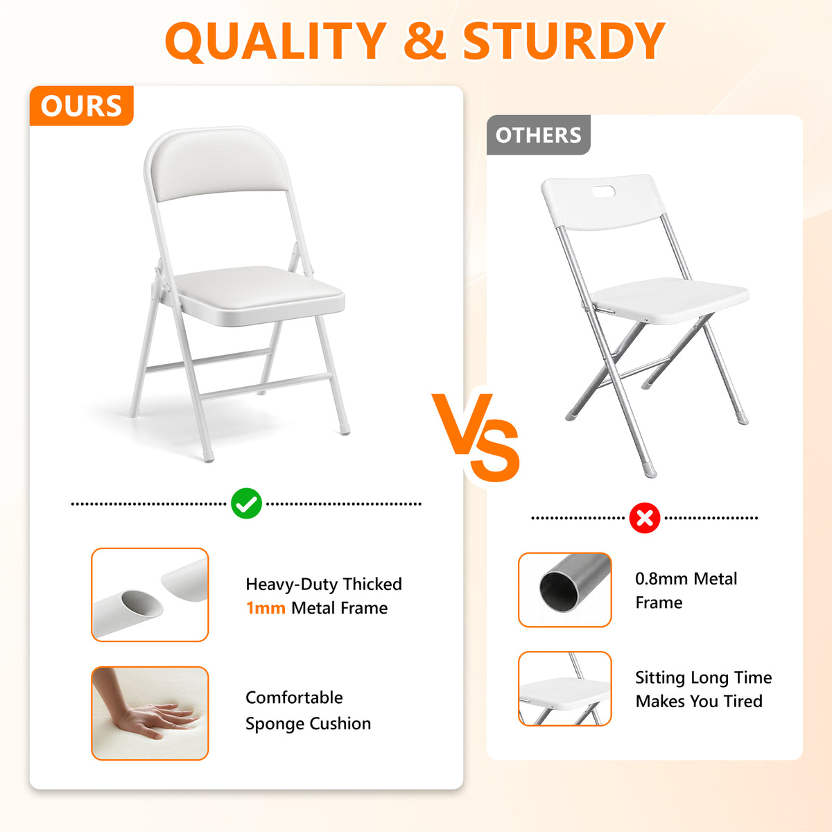 HAIMULI 8 Pack Folding Chairs with PU Leather Padded Cushion and Back, Stackable Commercial Grade Metal Folding Chairs for Home and Office Indoor and Outdoor Events (Black)