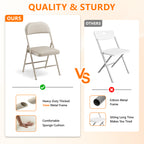 2 Pack Folding Chairs with PU Leather Padded Cushion and Back, Stackable Commercial Grade Metal Folding Chairs for Home and Office Indoor and Outdoor Events (White)