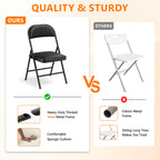 HAIMULI 8 Pack Folding Chairs with PU Leather Padded Cushion and Back, Stackable Commercial Grade Metal Folding Chairs for Home and Office Indoor and Outdoor Events (Black)