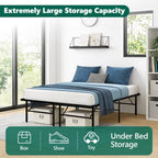 HaiNova Twin Bed Frame Folding Metal Platform Bed Frame with Heavy Duty and Strong Bearing Capacity, 14 Inches High, Black
