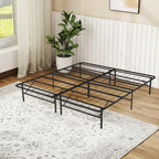 HaiNova Twin Bed Frame Folding Metal Platform Bed Frame with Heavy Duty and Strong Bearing Capacity, 14 Inches High, Black