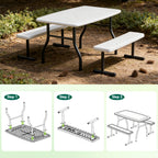 WASUHE 38" Outdoor Picnic Table Set, Heavy Duty All Weather Plastic Table Set for Small Spaces, Patio & Garden, Party, Compact