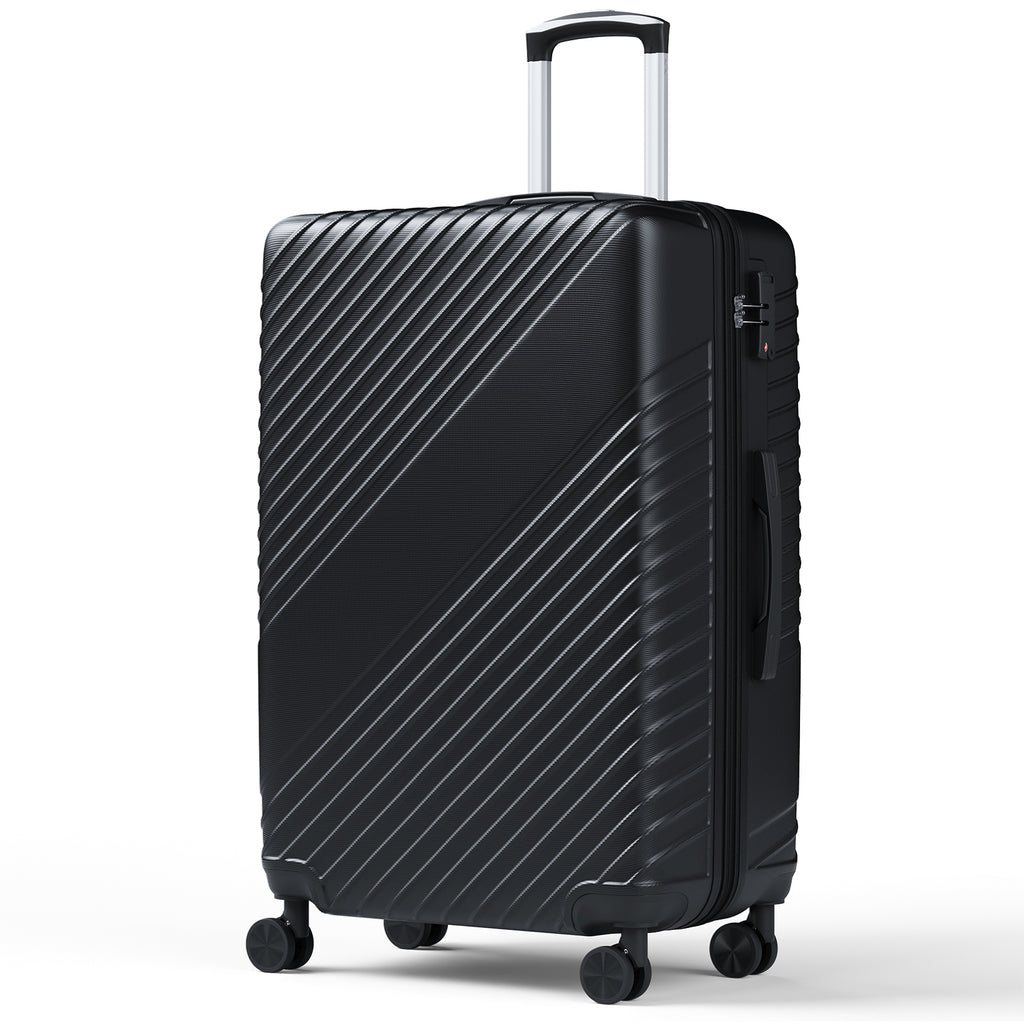 HAIMULI 24 Inches Hardside Carry On Luggage, Lightweight ABS+PC Hard Case Suitcase With 360° Rotating Silent Wheel, With TSA Lock, Airline Approved Luggage, Black