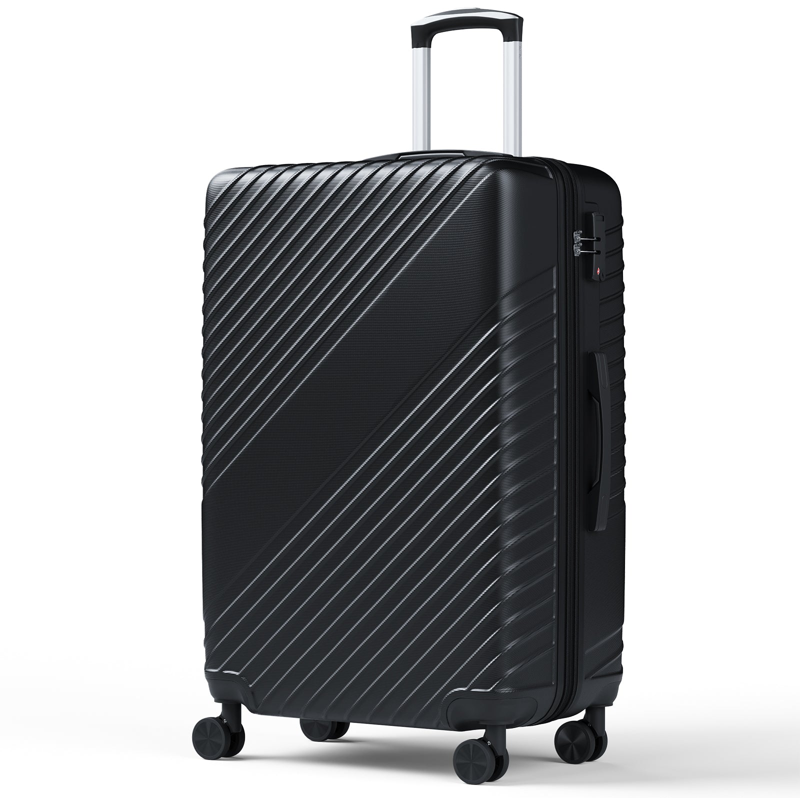 HAIMULI 24 Inches Hardside Carry On Luggage, Lightweight ABS+PC Hard Case Suitcase With 360° Rotating Silent Wheel, With TSA Lock, Airline Approved Luggage, Black