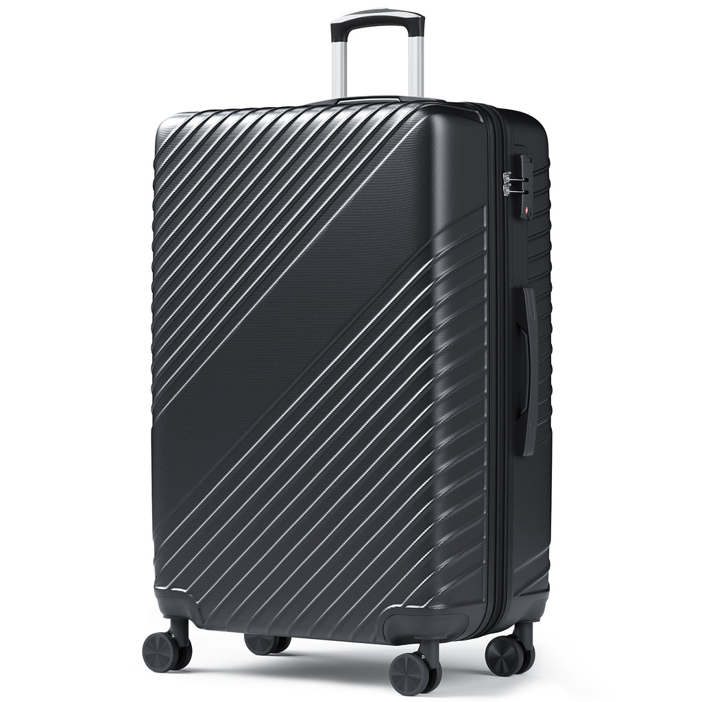 HAIMULI 28 Inches Hardside Carry On Luggage, Lightweight ABS+PC Hard Case Suitcase With 360° Rotating Silent Wheel, With TSA Lock, Airline Approved Luggage, Black