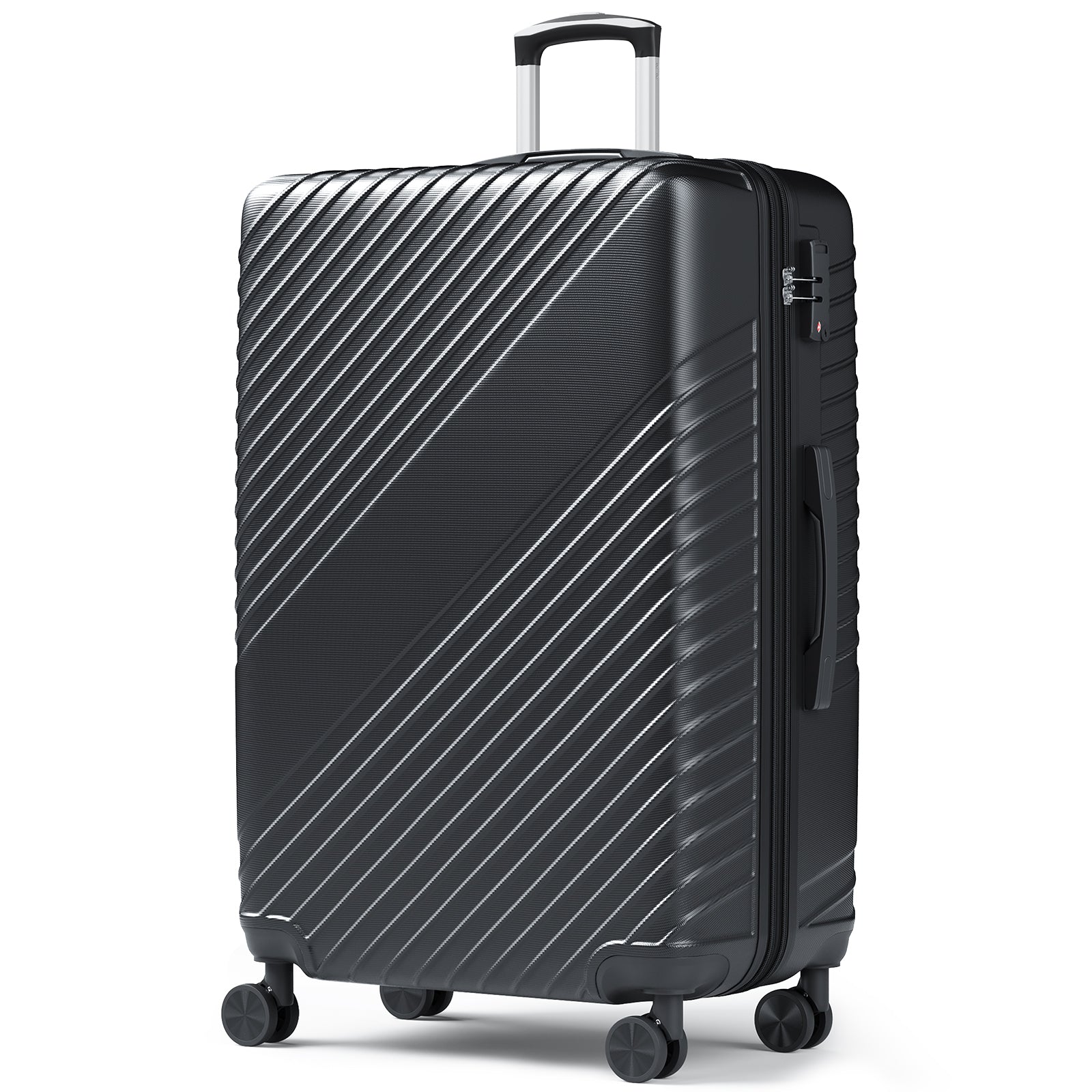 HAIMULI 28 Inches Hardside Carry On Luggage, Lightweight ABS+PC Hard Case Suitcase With 360° Rotating Silent Wheel, With TSA Lock, Airline Approved Luggage, Black