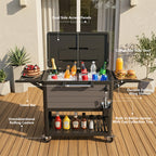 HAIMULI 100 Quart Rolling Cooler Cart with Bottle Opener Drainage, Portable Patio Cooler Rolling on Wheels, Outdoor Rolling Beverage Cart Drink Cooler for Patio Pool Deck Party BBQ Cookouts