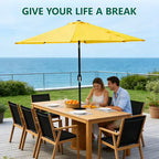 WLLJOY 9FT Outdoor Patio Umbrella Table Market Umbrella with Push Button Tilt/Crank, UV Protection Waterproof Suitable for Garden, Deck, Khaki